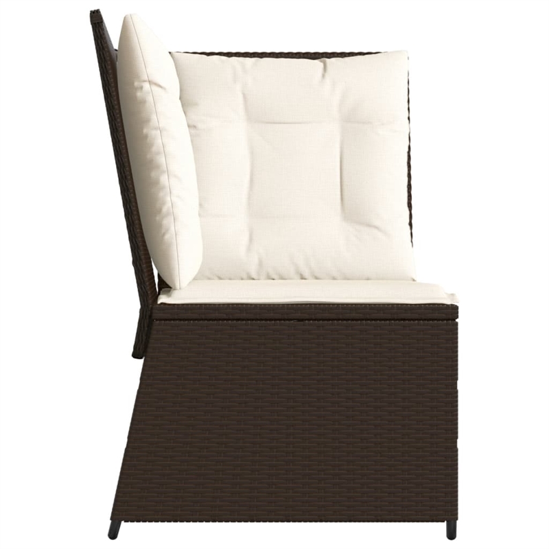 Afuera Living Single PE Rattan Patio Sofa With Adjustable Feet in Brown
