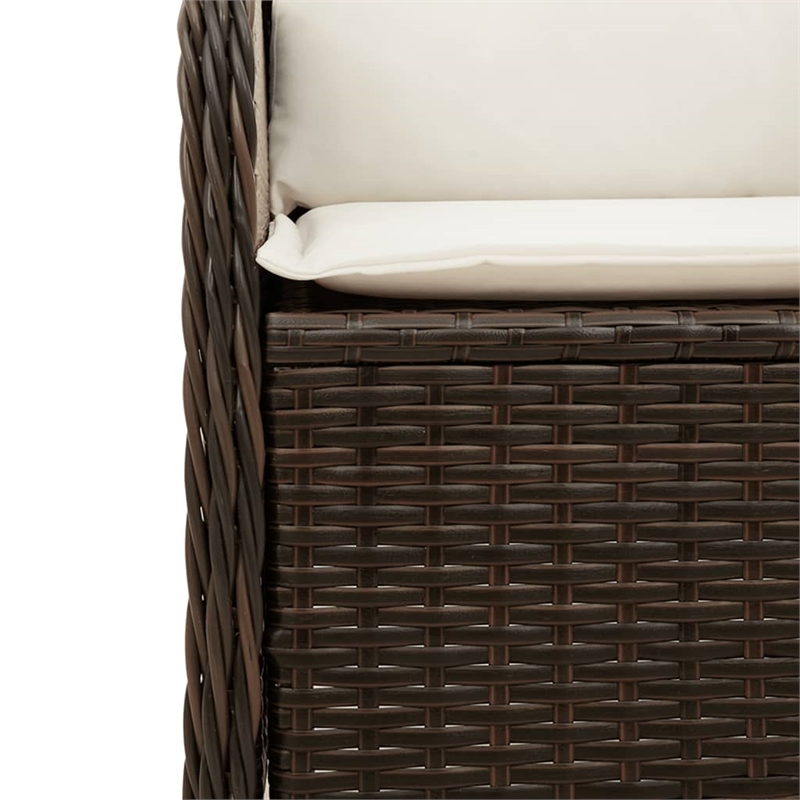 Afuera Living Single PE Rattan Patio Sofa With Adjustable Feet in Brown