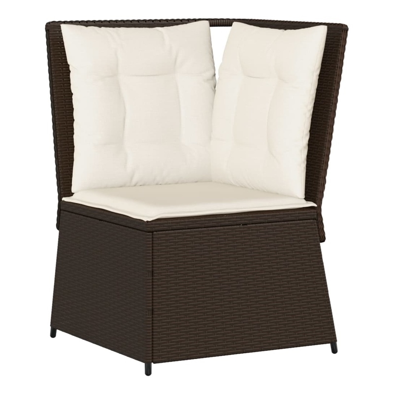 Afuera Living Single PE Rattan Patio Sofa With Adjustable Feet in Brown