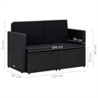 Afuera Living 2-Seater PE Rattan & Powder-Coated Steel & Polyester Sofa in Black