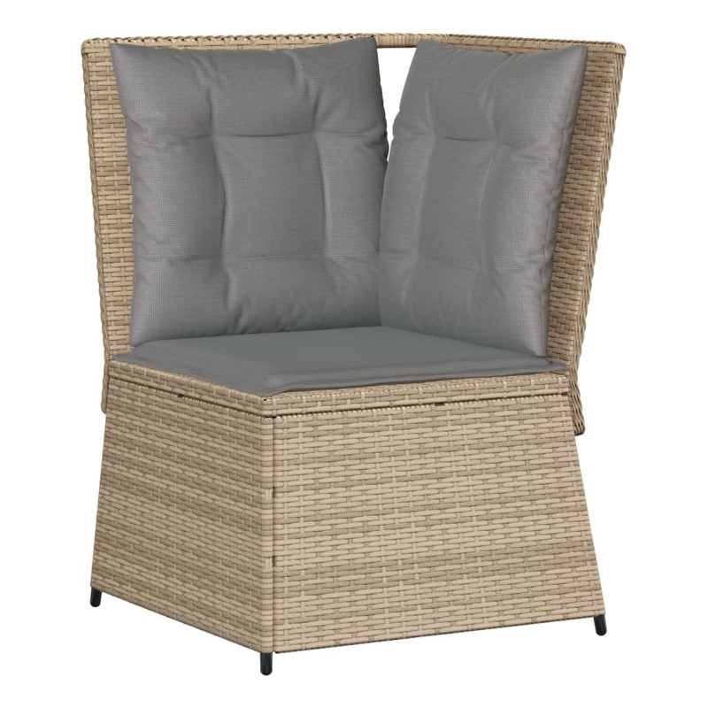 Afuera Living Rattan & Steel & Polyester Fabric Patio Sofa in Beige