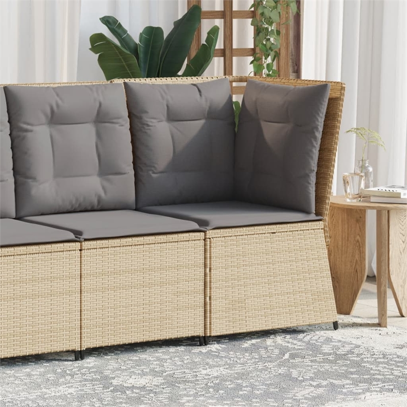 Afuera Living Rattan & Steel & Polyester Fabric Patio Sofa in Beige