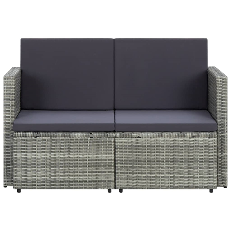 Afuera Living Gray PE Rattan & Powder-Coated Steel Sofa With Dark Gray Cushions