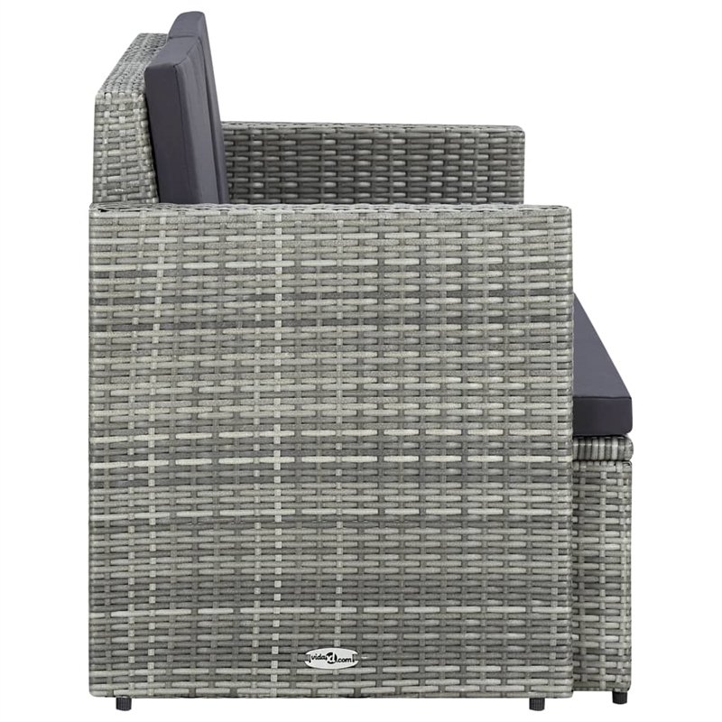 Afuera Living Gray PE Rattan & Powder-Coated Steel Sofa With Dark Gray Cushions