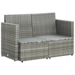 Afuera Living Gray PE Rattan & Powder-Coated Steel Sofa With Dark Gray Cushions