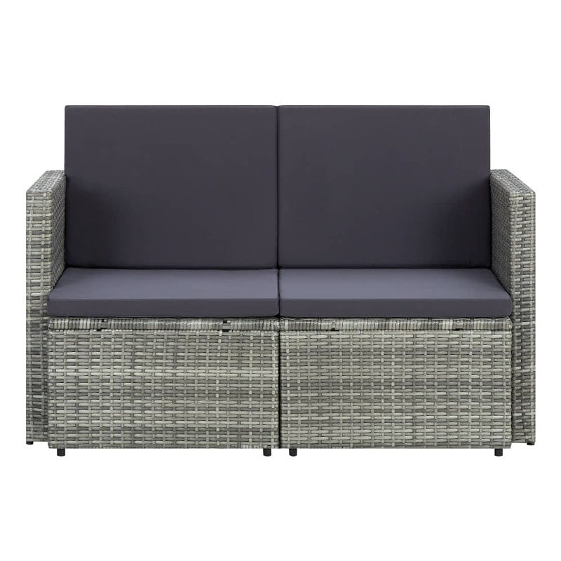 Afuera Living Gray PE Rattan & Powder-Coated Steel Sofa With Dark Gray Cushions