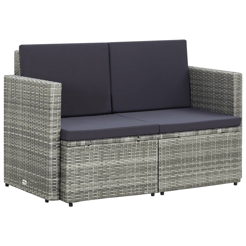 Afuera Living Gray PE Rattan & Powder-Coated Steel Sofa With Dark Gray Cushions