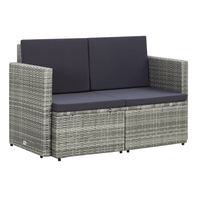Afuera Living Gray PE Rattan & Powder-Coated Steel Sofa With Dark Gray Cushions