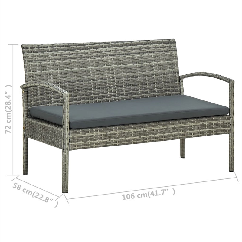 Afuera Living Contemporary Rattan 3-Seater Patio Sofa in Gray