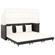 Afuera Living 3-Seater Poly Rattan Sofa Bed With Adjustable Armrests in Black
