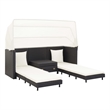 Afuera Living 3-Seater Poly Rattan Sofa Bed With Adjustable Armrests in Black