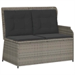 Afuera Living 2-Seater PE Rattan Reclining Garden Bench in Gray