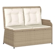 Afuera Living Rattan Steel & Polyester Reclining Patio Bench in Beige