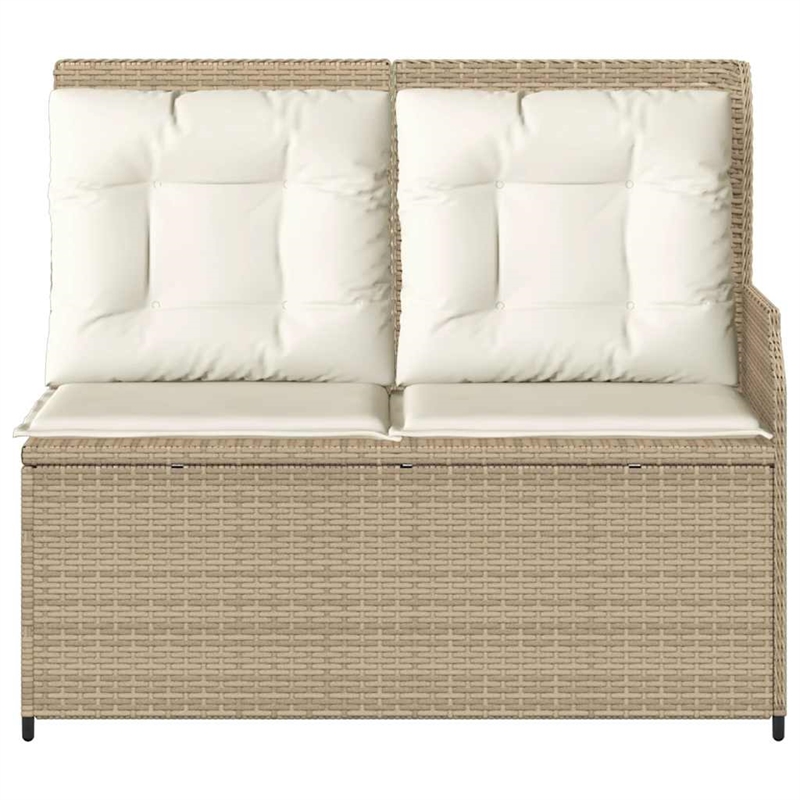 Afuera Living Rattan Steel & Polyester Reclining Patio Bench in Beige