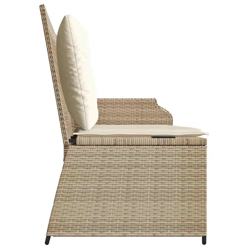 Afuera Living Rattan Steel & Polyester Reclining Patio Bench in Beige