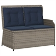 Afuera Living Standard PE Rattan Reclining Patio Bench in Gray