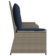 Afuera Living Standard PE Rattan Reclining Patio Bench in Gray