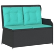 Afuera Living Contemporary Rattan Reclining Patio Bench in Black