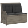 Afuera Living PE Rattan And Powder-Coated Steel Reclining Garden Bench in Gray
