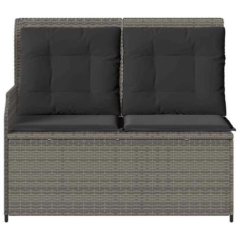 Afuera Living PE Rattan And Powder-Coated Steel Reclining Garden Bench in Gray