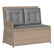 Afuera Living Standard PE Rattan Reclining Patio Bench in Beige And Light Gray