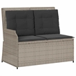 Afuera Living Contemporary PE Rattan Reclining Patio Bench in Light Gray