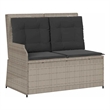 Afuera Living Contemporary PE Rattan Reclining Patio Bench in Light Gray