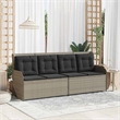Afuera Living Contemporary PE Rattan Reclining Patio Bench in Light Gray