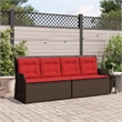 Afuera Living Poly Rattan And Powder-Coated Steel Reclining Patio Bench in Brown