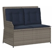 Afuera Living Contemporary Rattan Reclining Patio Bench in Gray