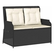 Afuera Living PE Rattan & Powder-Coated Steel Reclining Garden Bench in Black