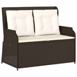 Afuera Living Contemporary PE Rattan Reclining Patio Bench in Brown