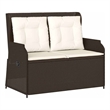 Afuera Living Contemporary PE Rattan Reclining Patio Bench in Brown