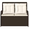 Afuera Living Contemporary PE Rattan Reclining Patio Bench in Brown