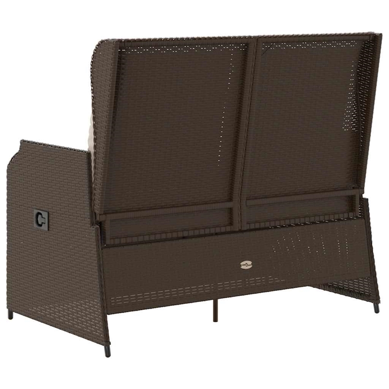 Afuera Living Contemporary PE Rattan Reclining Patio Bench in Brown