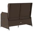 Afuera Living Contemporary PE Rattan Reclining Patio Bench in Brown