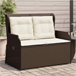 Afuera Living Contemporary PE Rattan Reclining Patio Bench in Brown