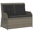 Afuera Living Medium Rattan & Powder-Coated Steel Reclining Garden Bench in Gray