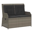 Afuera Living Medium Rattan & Powder-Coated Steel Reclining Garden Bench in Gray