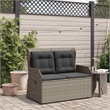 Afuera Living Medium Rattan & Powder-Coated Steel Reclining Garden Bench in Gray