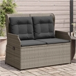 Afuera Living Medium Rattan & Powder-Coated Steel Reclining Garden Bench in Gray