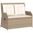 Afuera Living Contemporary Rattan Reclining Patio Bench in Beige