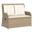 Afuera Living Contemporary Rattan Reclining Patio Bench in Beige