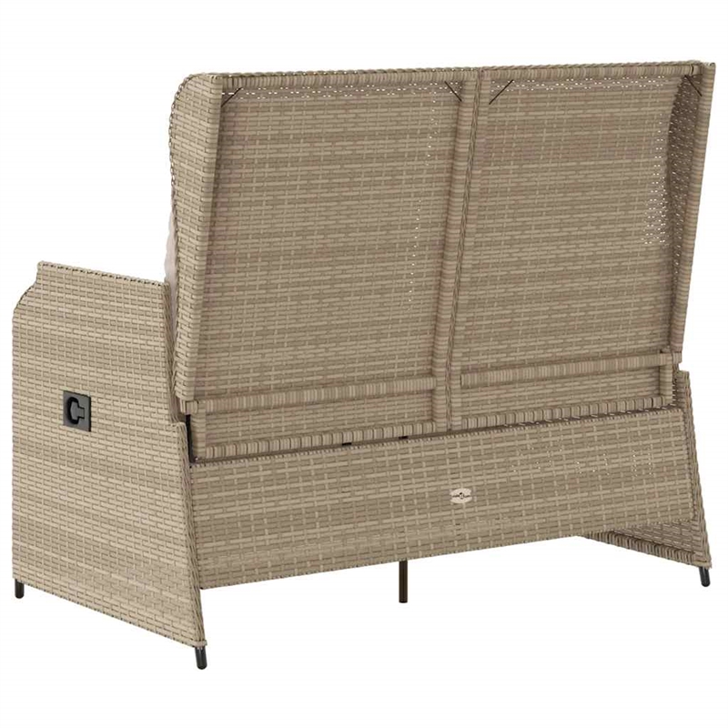 Afuera Living Contemporary Rattan Reclining Patio Bench in Beige