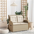 Afuera Living Contemporary Rattan Reclining Patio Bench in Beige