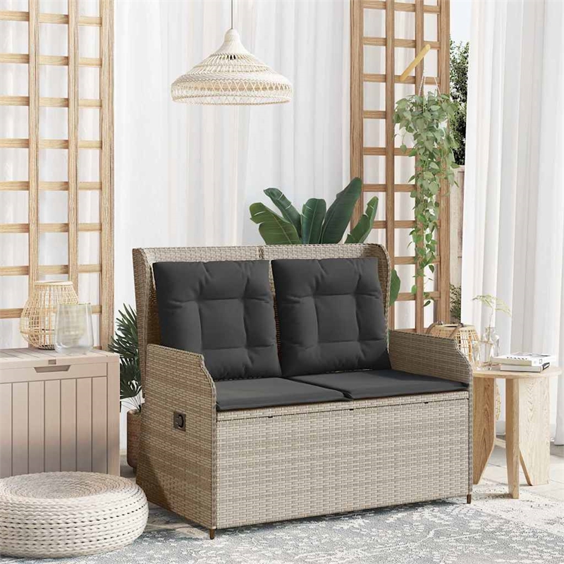 Afuera Living Contemporary Reclining Patio Bench in Light Gray