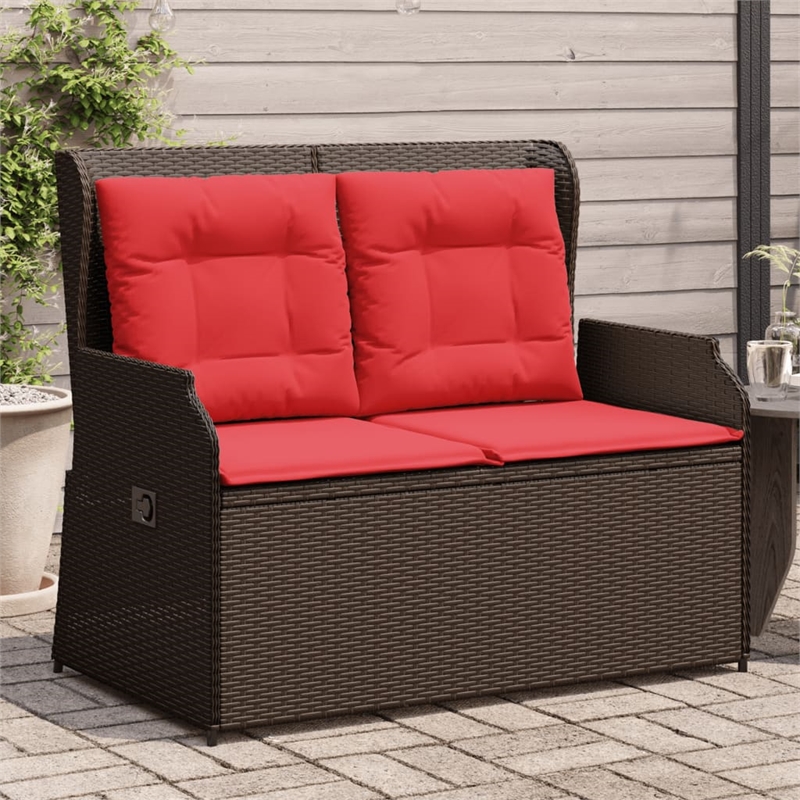 Afuera Living 2-Seater Rattan Reclining Patio Bench With Removable Covers