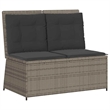 Afuera Living Medium Rattan & Powder-Coated Steel Reclining Garden Bench in Gray