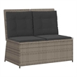 Afuera Living Medium Rattan & Powder-Coated Steel Reclining Garden Bench in Gray