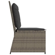 Afuera Living Medium Rattan & Powder-Coated Steel Reclining Garden Bench in Gray